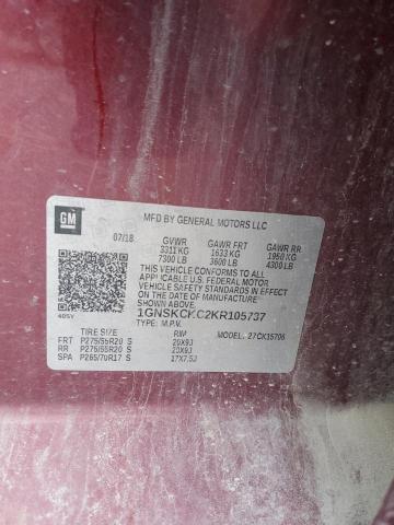 2019 CHEVROLET TAHOE K150 - 1GNSKCKC2KR105737