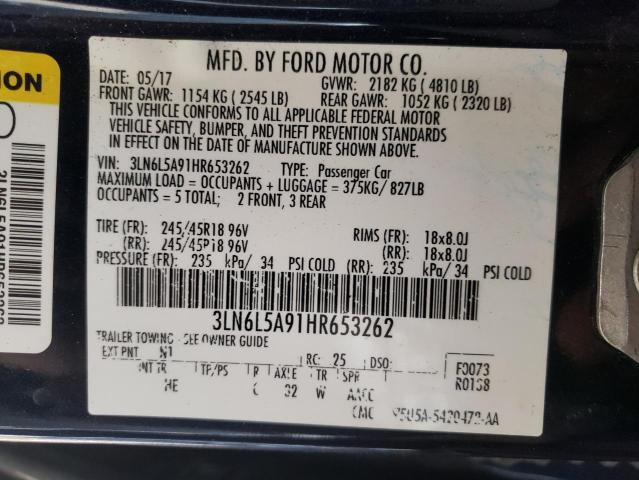 2017 LINCOLN MKZ PREMIE 3LN6L5A91HR653262