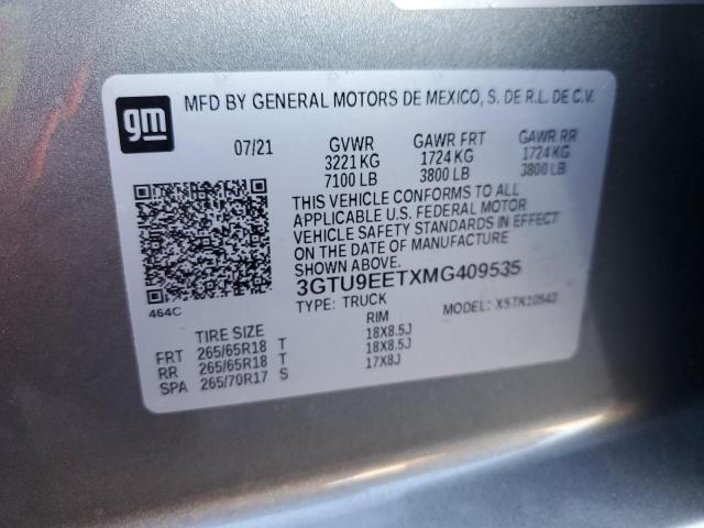 3GTU9EETXMG409535 | 2021 GMC SIERRA K15