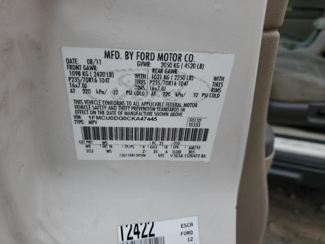 1FMCU0DG0CKA47445 | 2012 Ford escape xlt