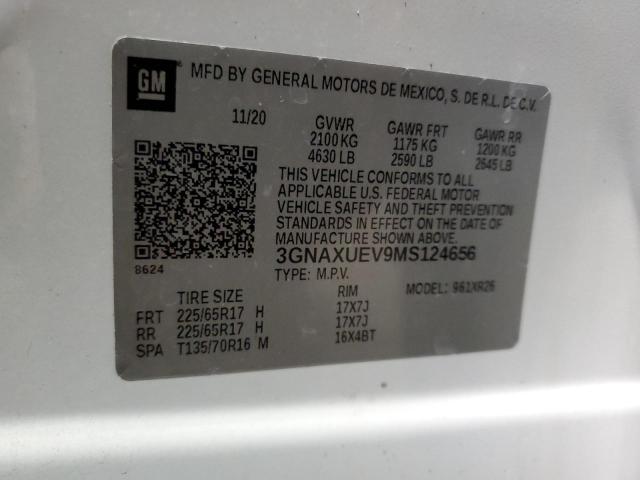 3GNAXUEV9MS124656 | 2021 CHEVROLET EQUINOX LT