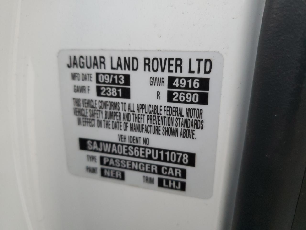 sajwa0es6epu11078 SAJWA0ES6EPU11078 2014 Jaguar Xf