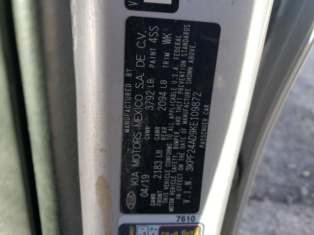 3KPF24AD9KE109872 KIA FORTE FE