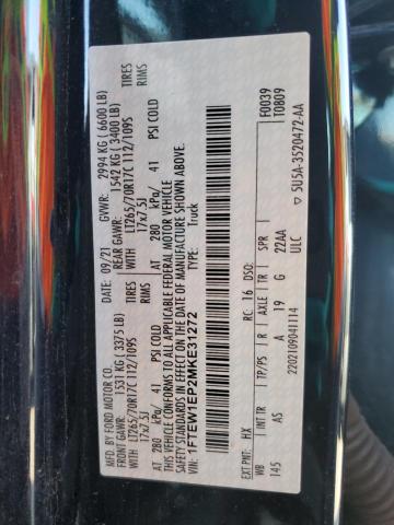 2021 FORD 12W10 DLP 1FTEW1EP2MKE31272