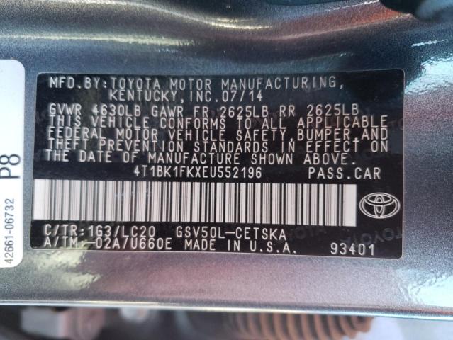 4T1BK1FKXEU552196 | 2014 TOYOTA CAMRY SE