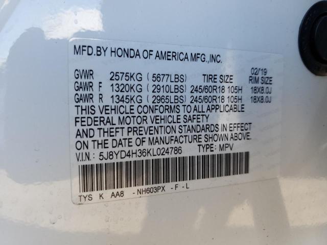 5J8YD4H36KL024786 | 2019 ACURA MDX