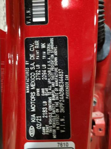 3KPF24AD8ME344637 KIA FORTE FE