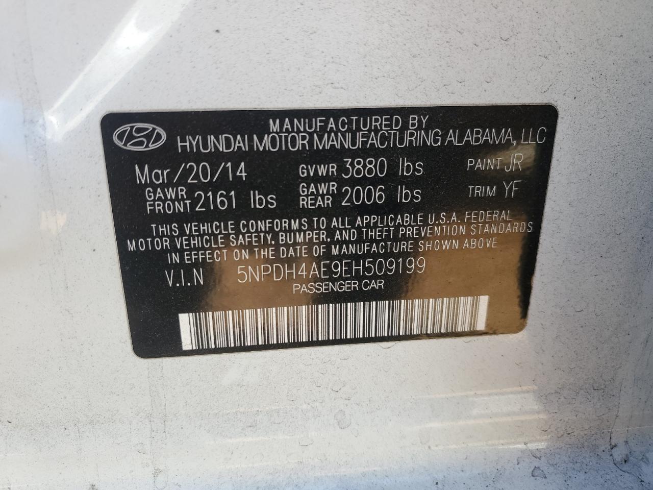 5NPDH4AE9EH509199 2014 Hyundai Elantra Se