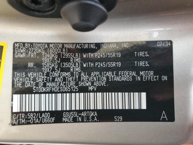 VIN 5TDDKRFH0ES065125 2014 Toyota Highlander, Limited no.13