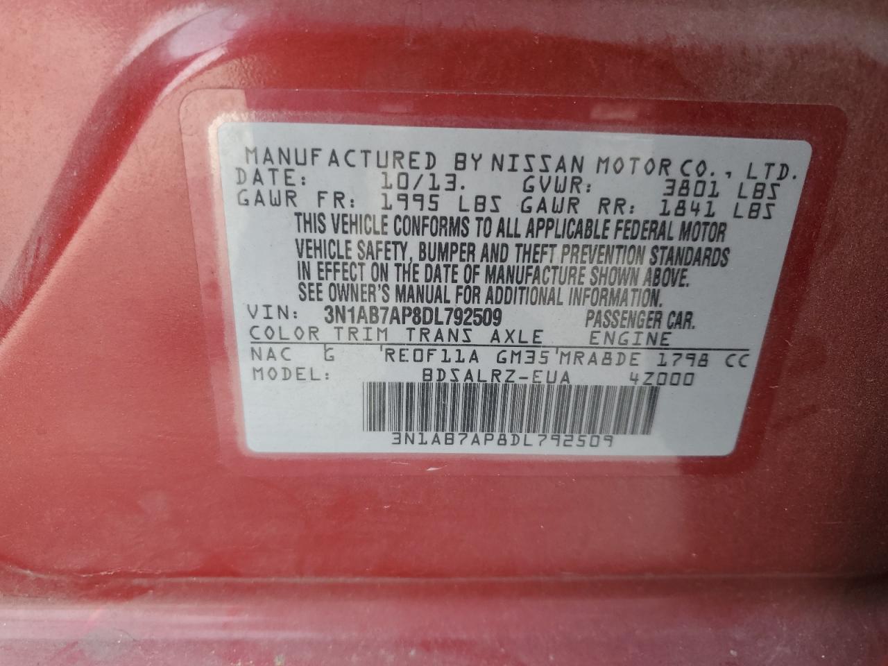 Lot #2194283467 2013 NISSAN SENTRA S