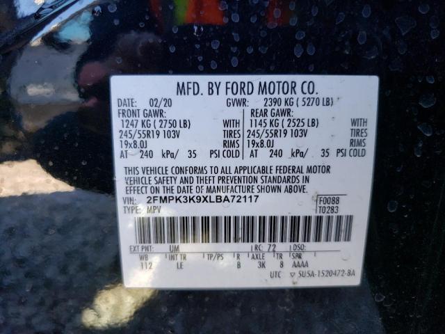 2FMPK3K9XLBA72117 | 2020 FORD EDGE TITAN