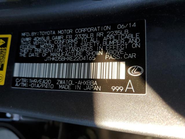 JTHKD5BHXE2204165 | 2014 LEXUS CT 200