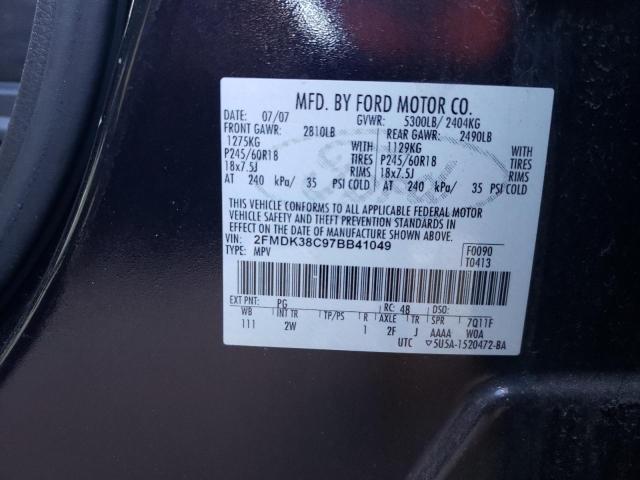 2FMDK38C97BB41049 | 2007 Ford edge sel