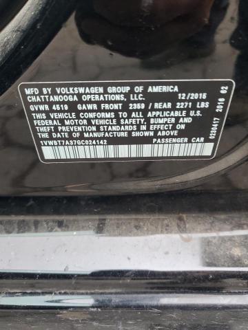  VOLKSWAGEN PASSAT 2016 Чорний