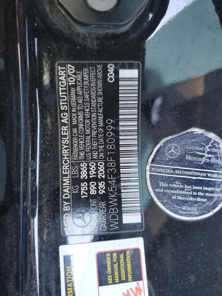 WDBWK54F38F180999 2008 Mercedes-Benz Slk 280