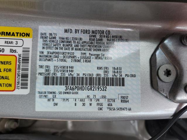 2016 FORD FUSION SE - 3FA6P0HD1GR219532