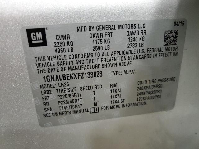 1GNALBEKXFZ133023 | 2015 CHEVROLET EQUINOX LT