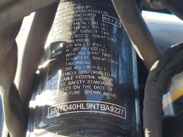 2022 TRIUMPH MOTORCYCLE BONNEVILLE - SMTD40HL9NTBA9227