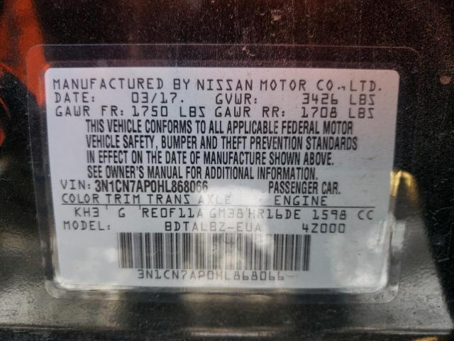 3N1CN7AP0HL868066 | 2017 NISSAN VERSA S