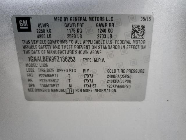 2015 CHEVROLET EQUINOX LT - 1GNALBEK9FZ136253