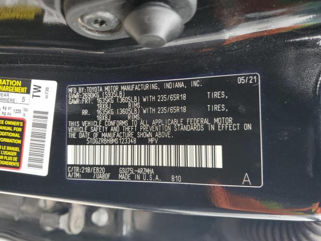 VIN 5TDGZRBH8MS123348 2021 Toyota Highlander, Xle no.12