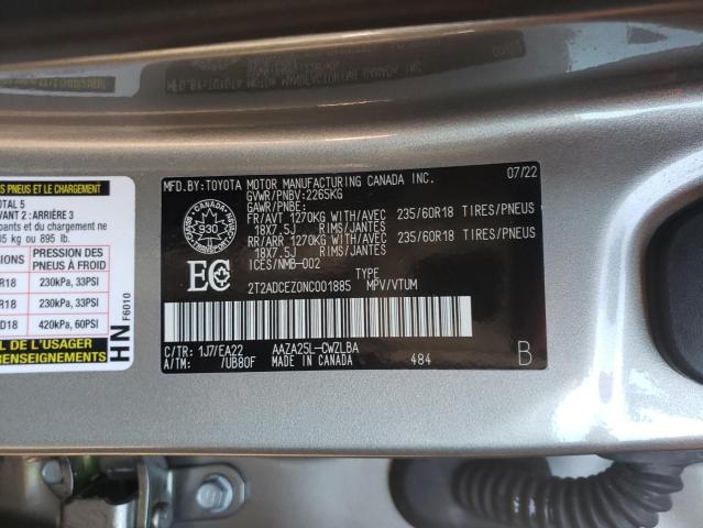 2022 LEXUS NX 250 2T2ADCEZ0NC001885