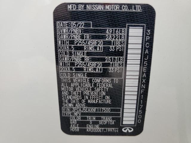 2022 INFINITI QX50 SENSO 3PCAJ5EAXNF117500