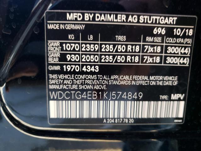 VIN WDCTG4EB1KJ574849 2019 Mercedes-Benz GLA-Class,... no.14