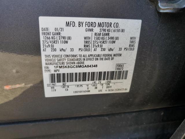 1FM5K8GC8MGA84348 | 2021 FORD EXPLORER S