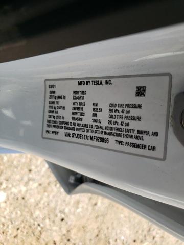 5YJ3E1EA1MF928896 | 2021 Tesla model 3