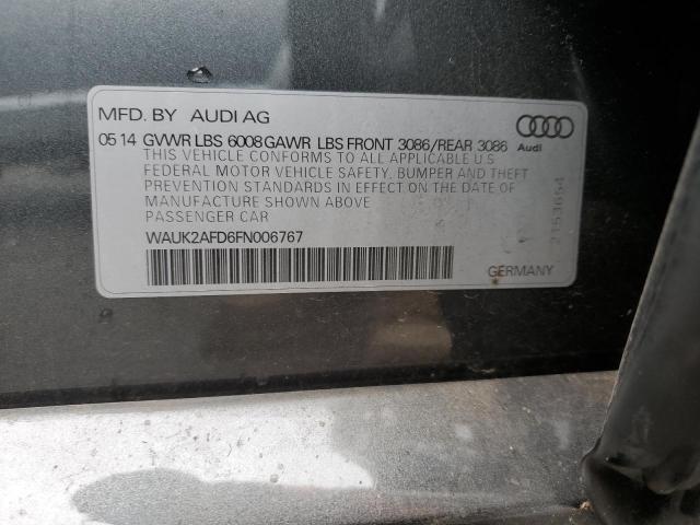 2015 AUDI S8 QUATTRO WAUK2AFD6FN006767