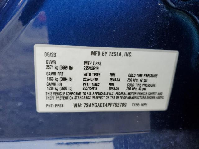 7SAYGAEE4PF792709 | 2023 TESLA MODEL Y