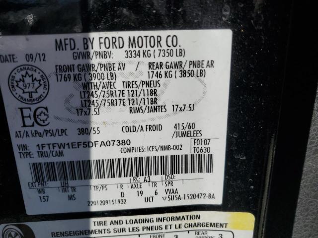 1FTFW1EF5DFA07380 | 2013 Ford f150 supercrew