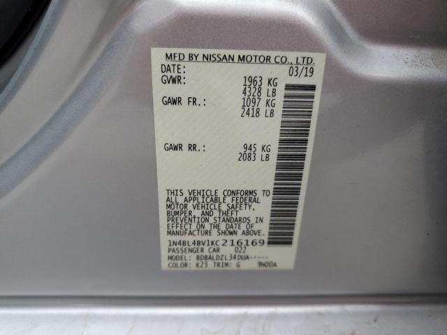 2019 NISSAN ALITMA 1N4BL4BV1KC216169