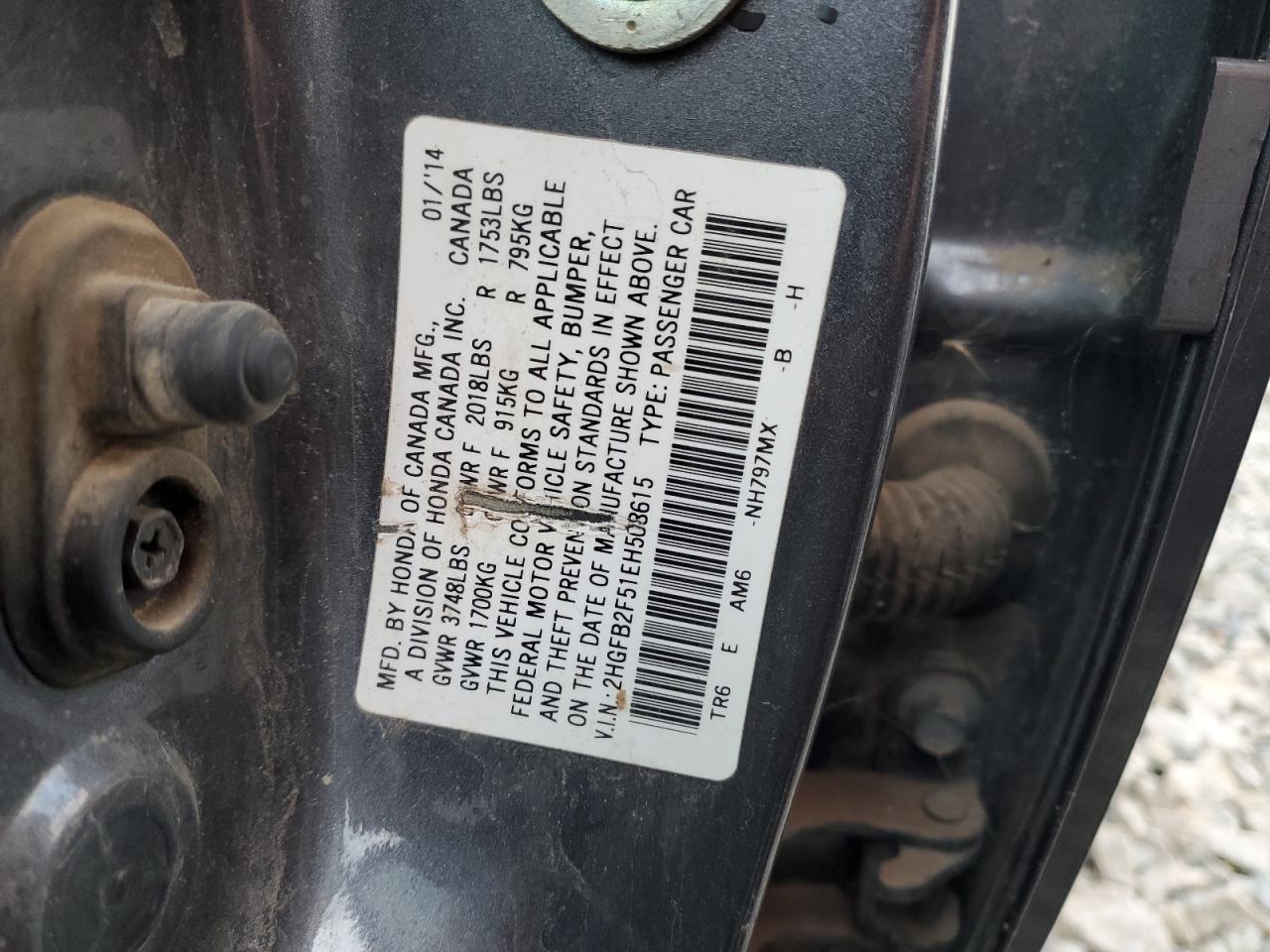 2HGFB2F51EH508615 2014 Honda Civic Lx