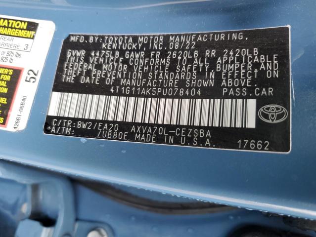 4T1G11AK5PU078404 | 2023 TOYOTA CAMRY SE N