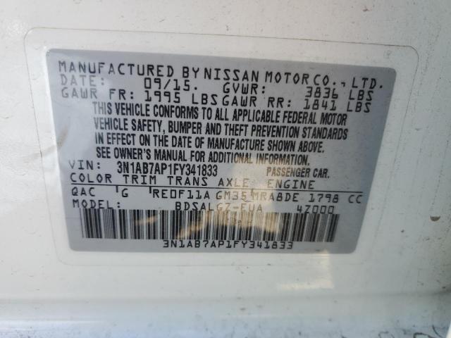 3N1AB7AP1FY341833 | 2015 NISSAN SENTRA S