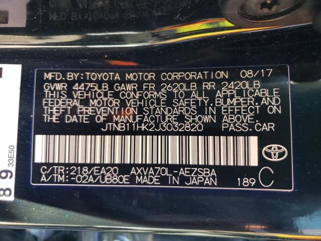 JTNB11HK2J3032820 | 2018 TOYOTA CAMRY L