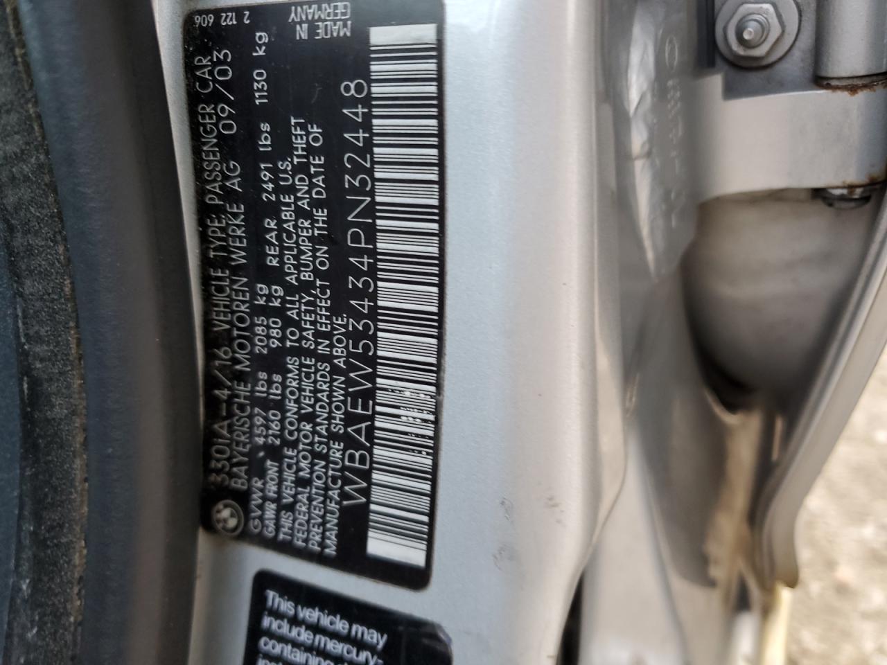 wbaew53434pn32448 WBAEW53434PN32448 2004 BMW 330 Xi