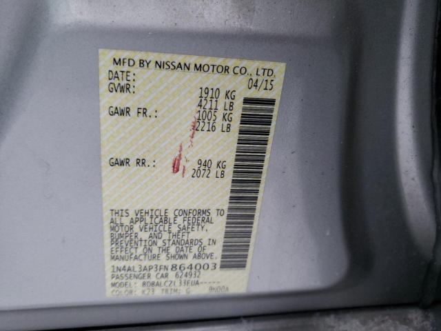 2015 NISSAN ALTIMA 2.5 - 1N4AL3AP3FN864003