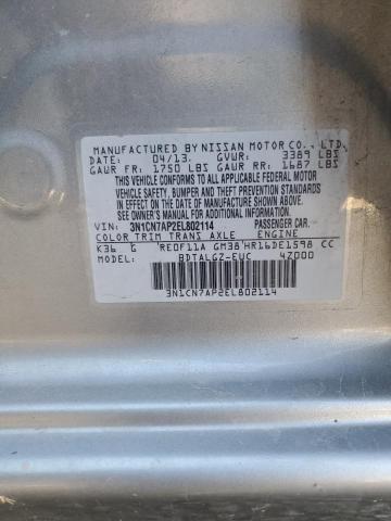 3N1CN7AP2EL802114 Nissan VERSA S