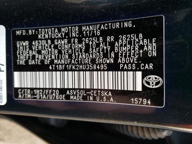 4T1BF1FK2HU358495 | 2017 TOYOTA CAMRY LE