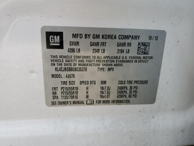 KL4CJBSB8GB535378 | 2016 BUICK ENCORE CON