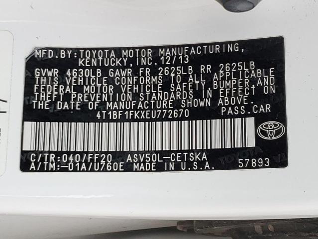 4T1BF1FKXEU772670 | 2014 TOYOTA CAMRY L