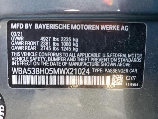 WBA53BH05MWX21024 | 2021 BMW 530 I