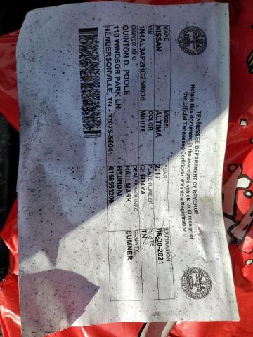 2017 NISSAN ALTIMA 2.5 - 1N4AL3AP2HC258030