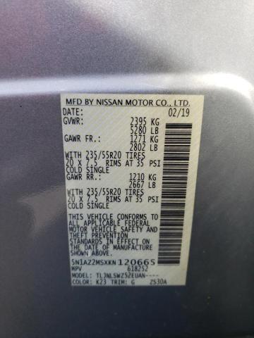 5N1AZ2MSXKN120665 Nissan Murano S 10