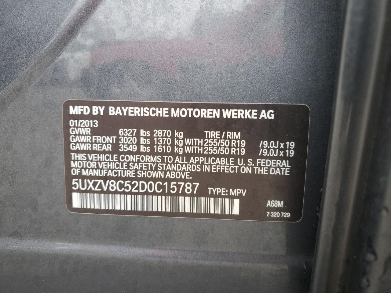 2013 BMW X5 xDrive50I vin: 5UXZV8C52D0C15787