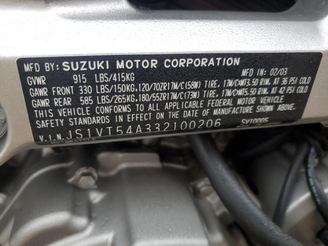 2003 SUZUKI SV1000 SK3 - JS1VT54A332100206