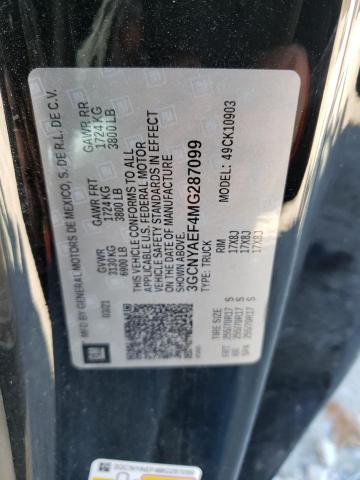 2021 CHEVROLET SILVERADO - 3GCNYAEF4MG287099